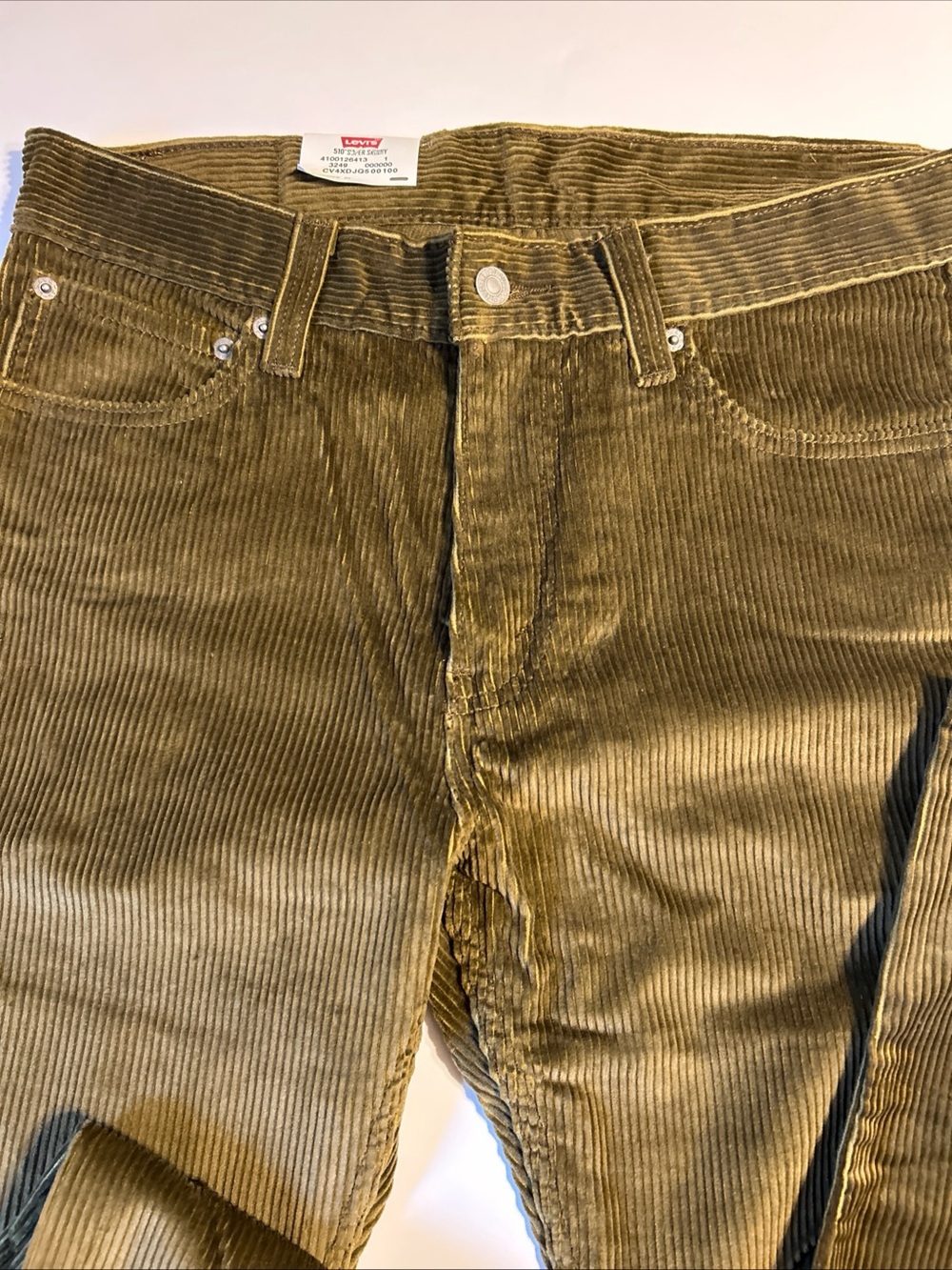 Levi's 510 Pants Super Skinny Corduroy Flat Front  Mens Size 34X32 Olive Green